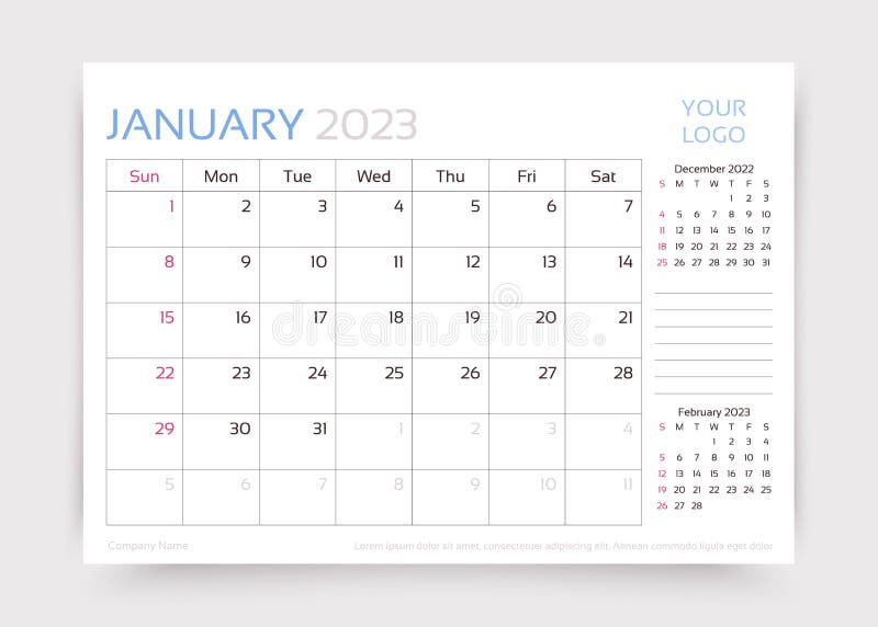 January 2023 Calendar Stock Vector Illustration Of Planner 237821545