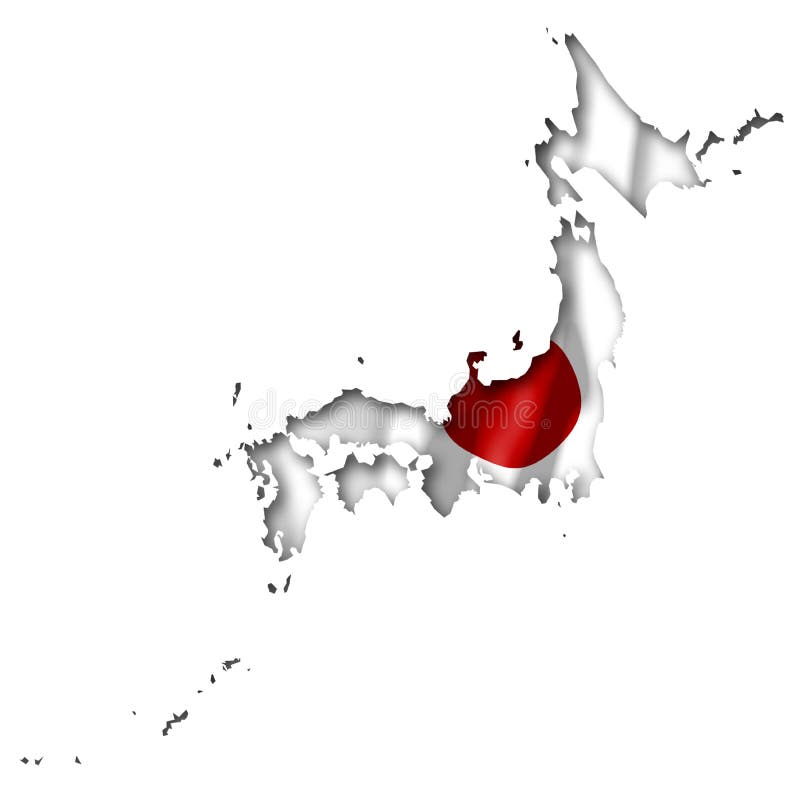 Japan - 3D Country Border Shape And Flag Stock Illustration - Illustration of shape, political ...