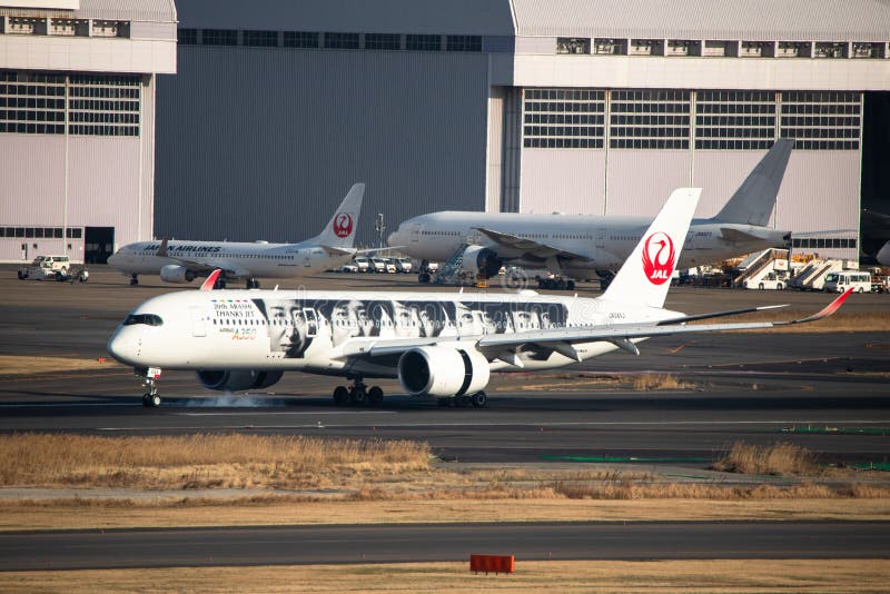 Japan Airlines JAL Airplane in Haneda Airport HND One of Main