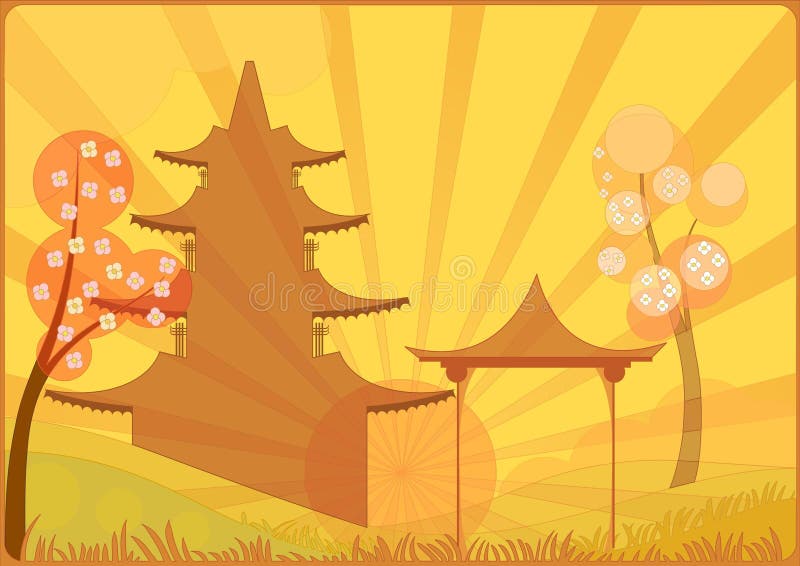 Japan background stock vector. Illustration of evening - 7029667