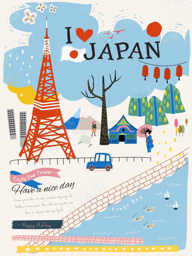 Japan-Eindrucksplakat vektor abbildung Japan-Eindrucksplakat vektor abbildung