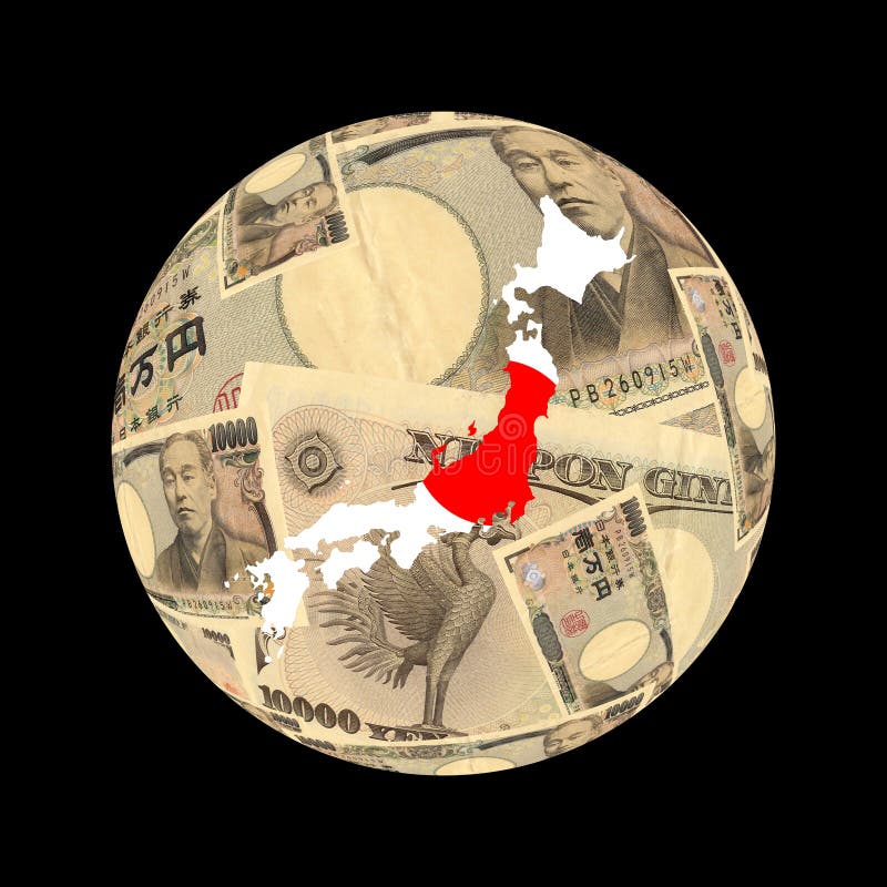 Harta drapelului Japoniei pentru monedă royalty free illustration