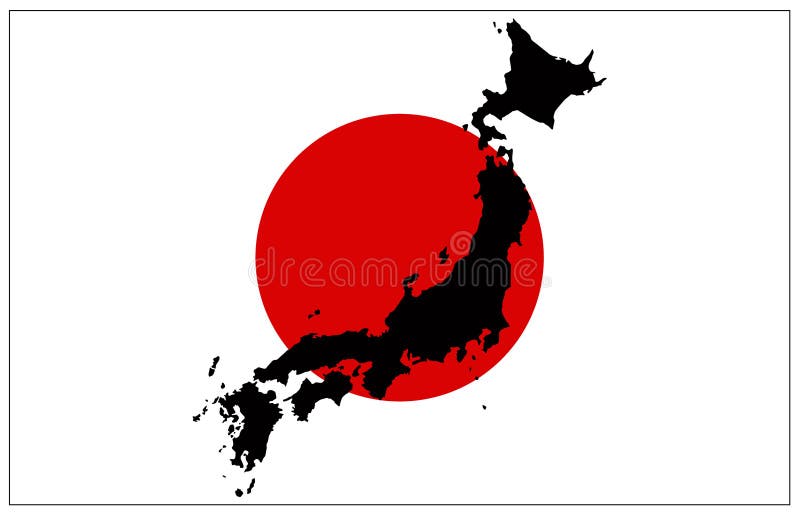 Japan flag and map - island country in East Asia royalty free illustration Japan flag and map - island country in East Asia royalty free illustration