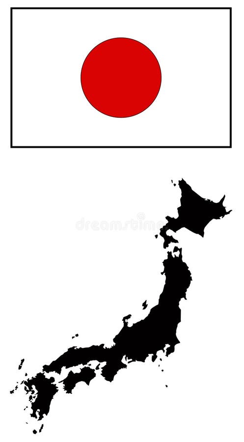 Japan flag and map - island country in East Asia stock illustration Japan flag and map - island country in East Asia stock illustration