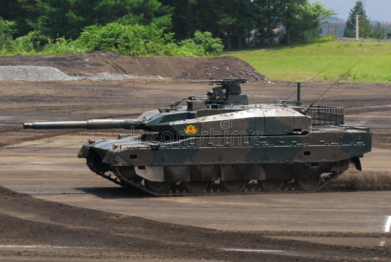 Shizuoka Prefecture, Japan - July 10, 2011: Japan Ground Self-Defense Force Mitsubishi Type 10 MBT (Main Battle Tank). Shizuoka Prefecture, Japan - July 10, 2011: Japan Ground Self-Defense Force Mitsubishi Type 10 MBT (Main Battle Tank).