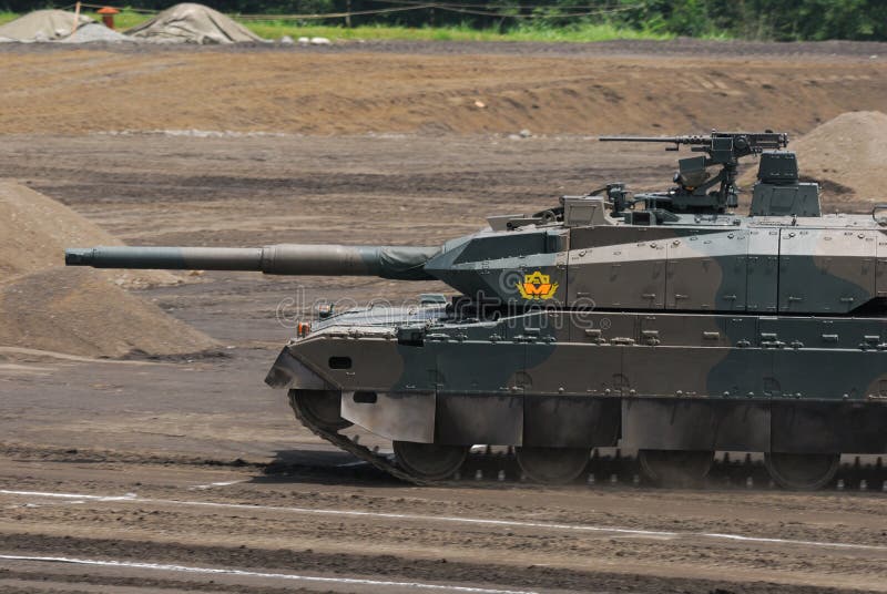 Shizuoka Prefecture, Japan - July 10, 2011: Japan Ground Self-Defense Force Mitsubishi Type 10 MBT (Main Battle Tank). Shizuoka Prefecture, Japan - July 10, 2011: Japan Ground Self-Defense Force Mitsubishi Type 10 MBT (Main Battle Tank).