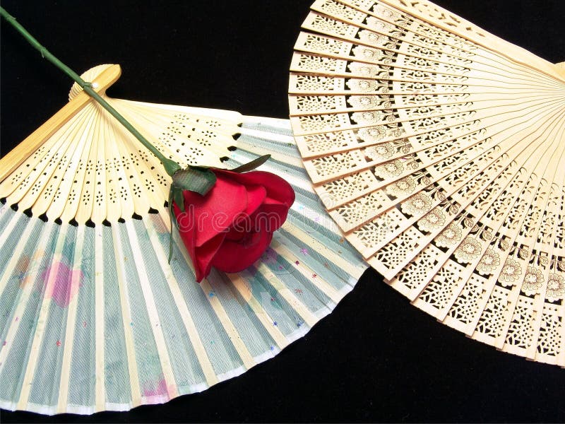 Japan hand fan with rose