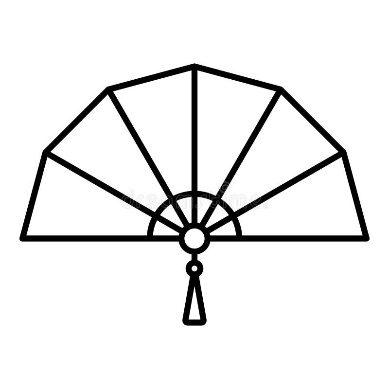 Japan Handheld Fan Icon, Outline Style Stock Vector Illustration of