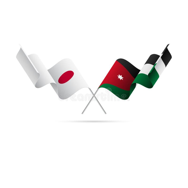 Japan and Jordan flags. Vector illustration. stock illustration