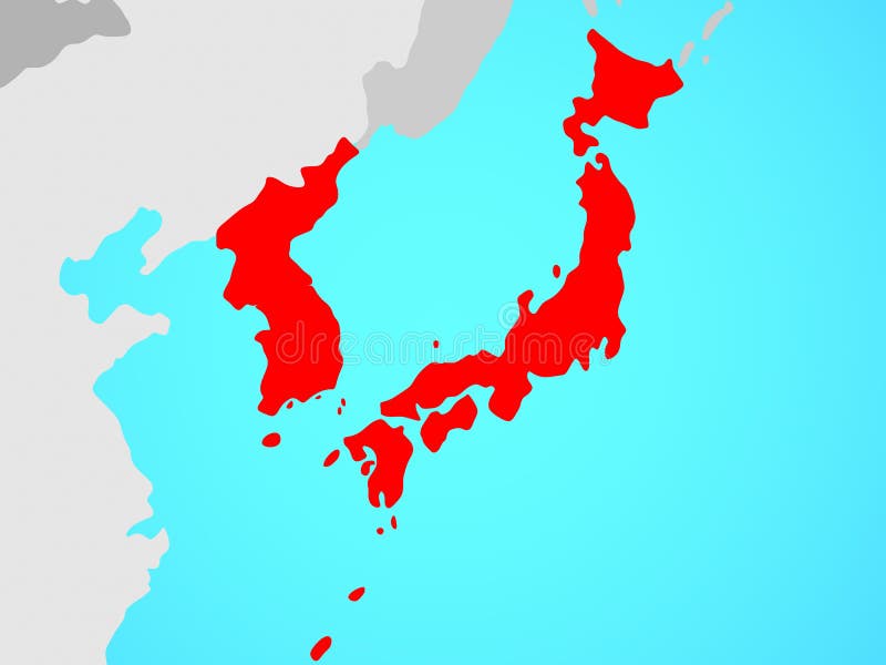 Japan And Korea On Map Stock Illustration Illustration Of Render