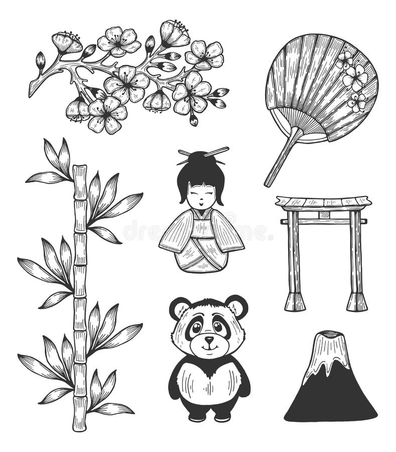 Japan kulturella symbolsymboler royaltyfri illustrationer Japan kulturella symbolsymboler royaltyfri illustrationer