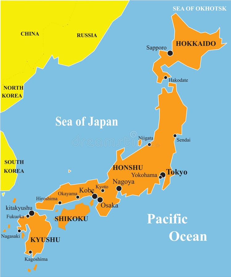 Japan map illustration. stock illustration