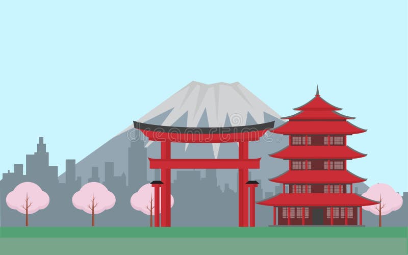 Japan with mountains vector illustration Japan with mountains vector illustration