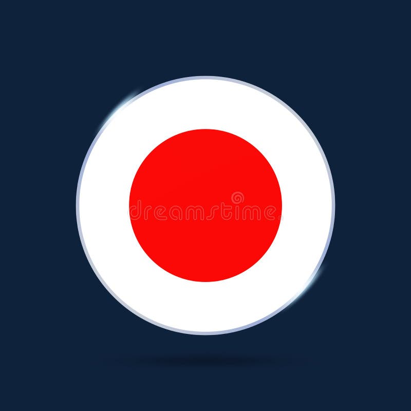 Japan National Flag Circle Button Icon. Simple Flag, Official Colors