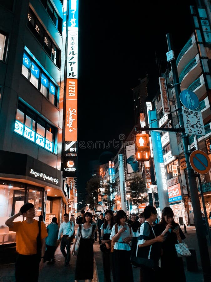 Japan Night Lights Aesthetic Editorial Photography - Image of town ...