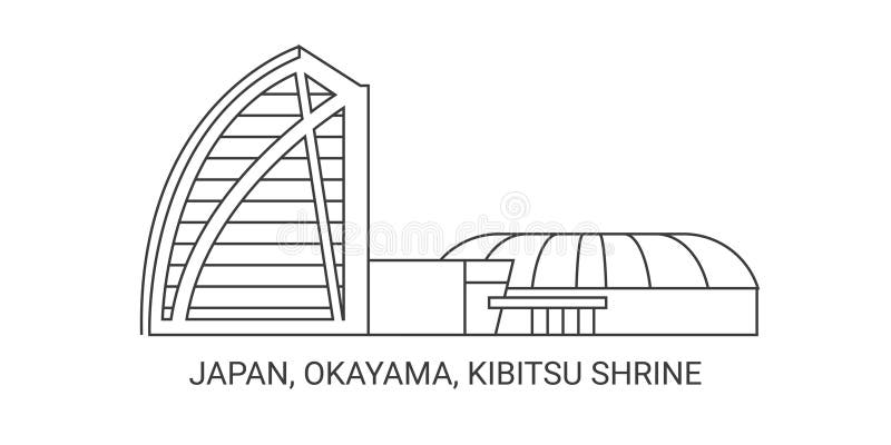 Japan, Okayama, Kibitsu Shrine, travel landmark vector illustration stock illustration
