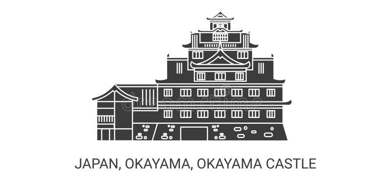 Japan, Okayama, Okayama Castle travel landmark vector illustration stock illustration