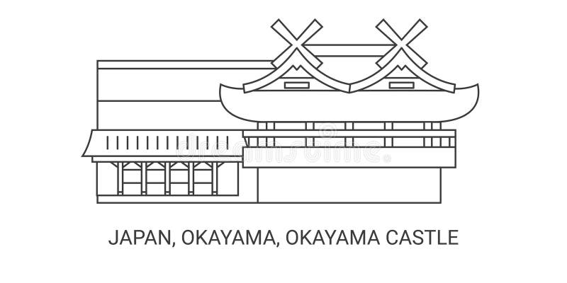 Japan, Okayama, Okayama Castle, travel landmark vector illustration royalty free illustration