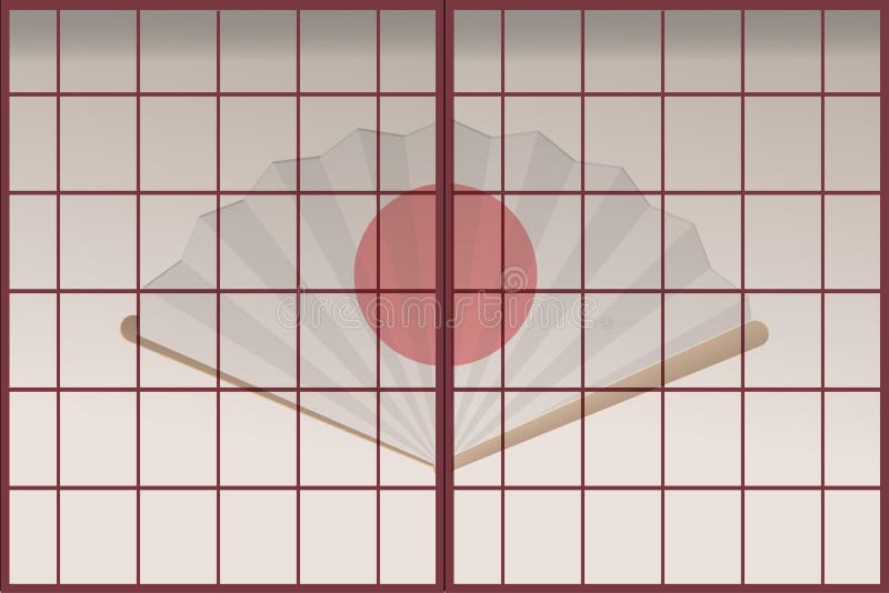 Japan Old Door Background Template Vector Stock Illustration