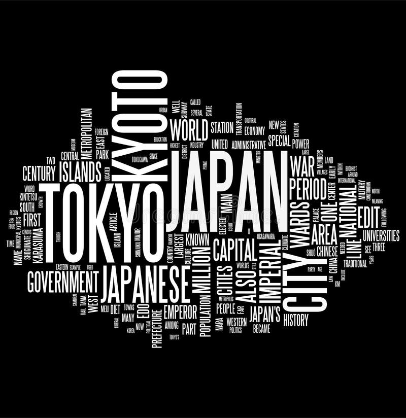 Japan word collage stock illustration. Illustration of illustration