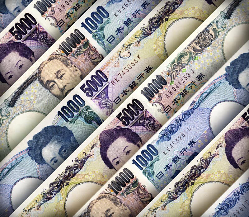 Japanese Yen bills creating a colorful background. Japanese Yen bills creating a colorful background
