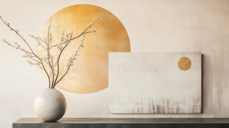 japandi style art, soothing and calm, simple shapes and quality.