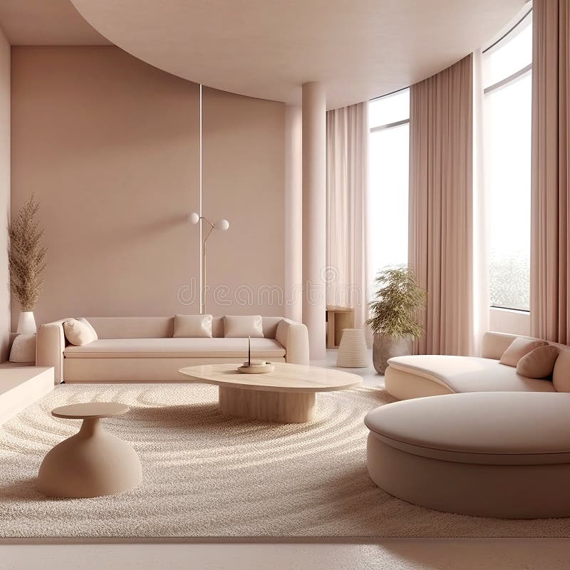 Japandi Style Interior Design of Modern Living Room. Created with