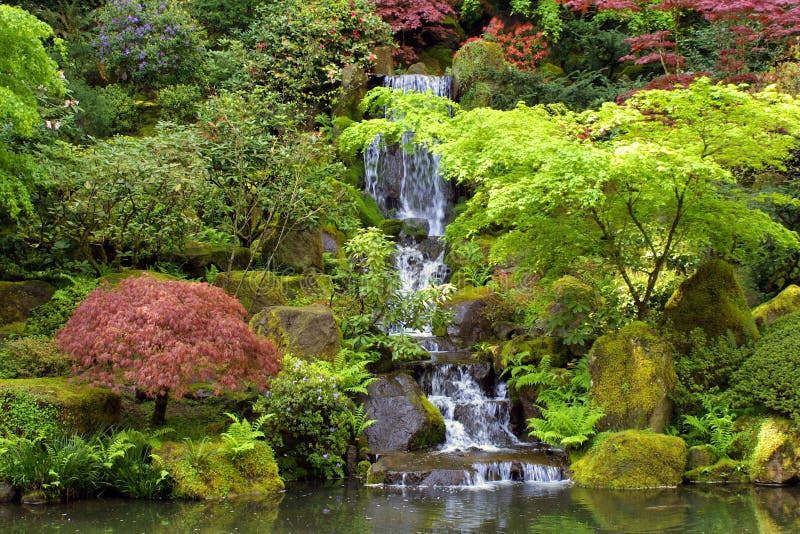 Japaner arbeitet Wasserfall-Landschaft im Garten