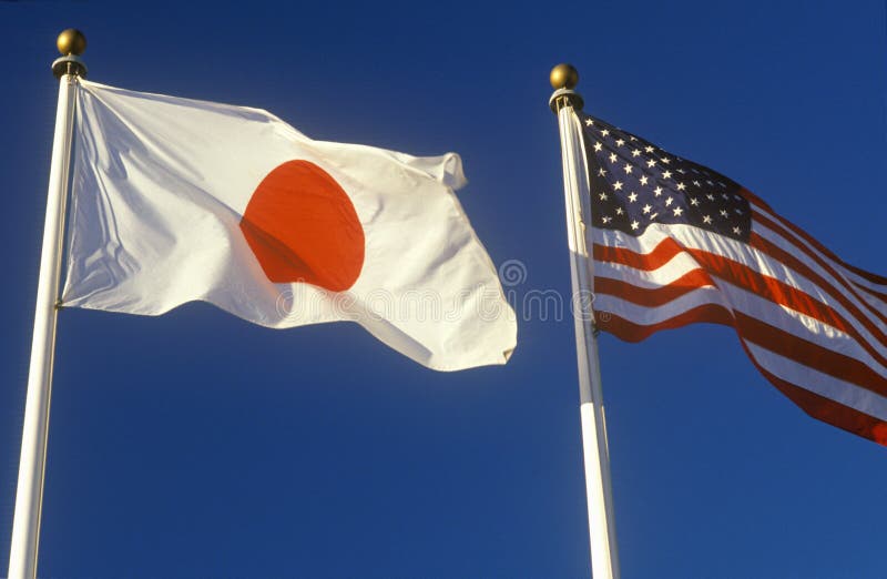 Japanese and American Flags stock image Japanese and American Flags stock image