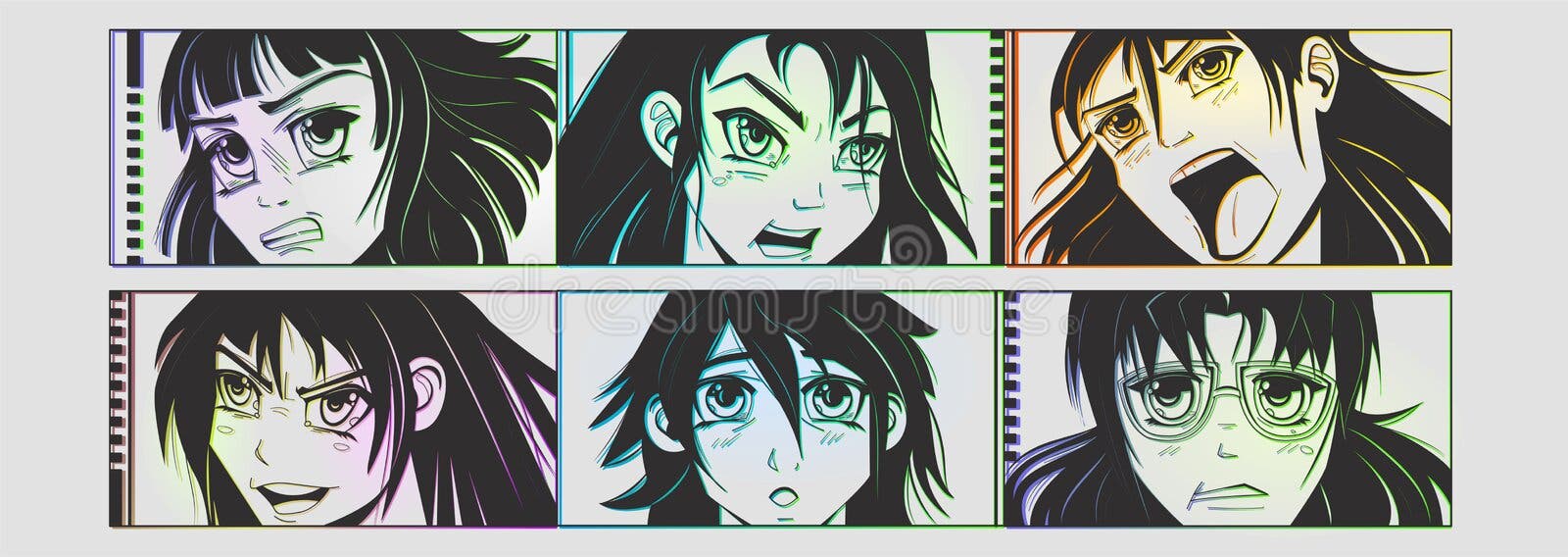Premium Vector  Anime female characters facial kawaii expressions. manga  woman mouth, eyes and eyebrows vector illustration set. cartoon anime girls  emotions. cartoon face emotion manga comic eyes