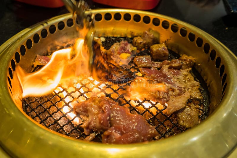Japanese Beef Barbecue on Fire Charcoal Grill Stock Image Image of japan, steak 243971797