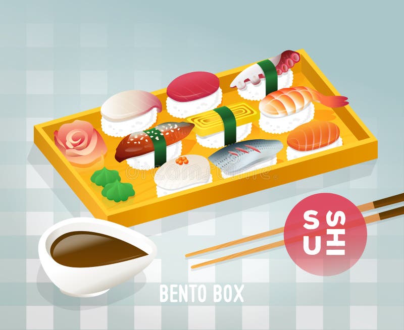 Japanese bento food vintage poster design.