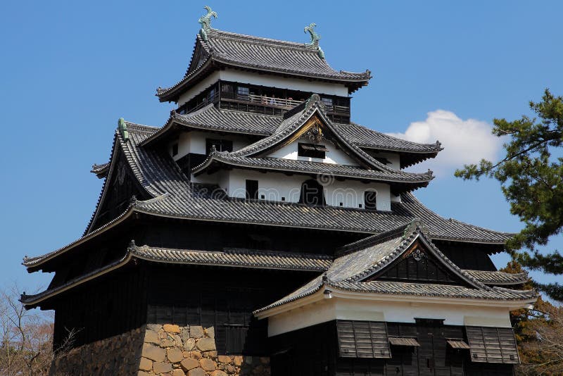 Japanese Castle with Blue Sky Background Stock Image - Image of matsue ...