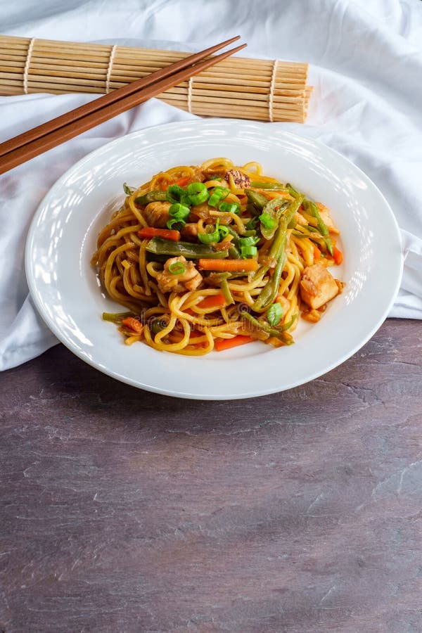 Japanese Chicken Yakisoba Noodles Stock Image - Image of japanese, mian