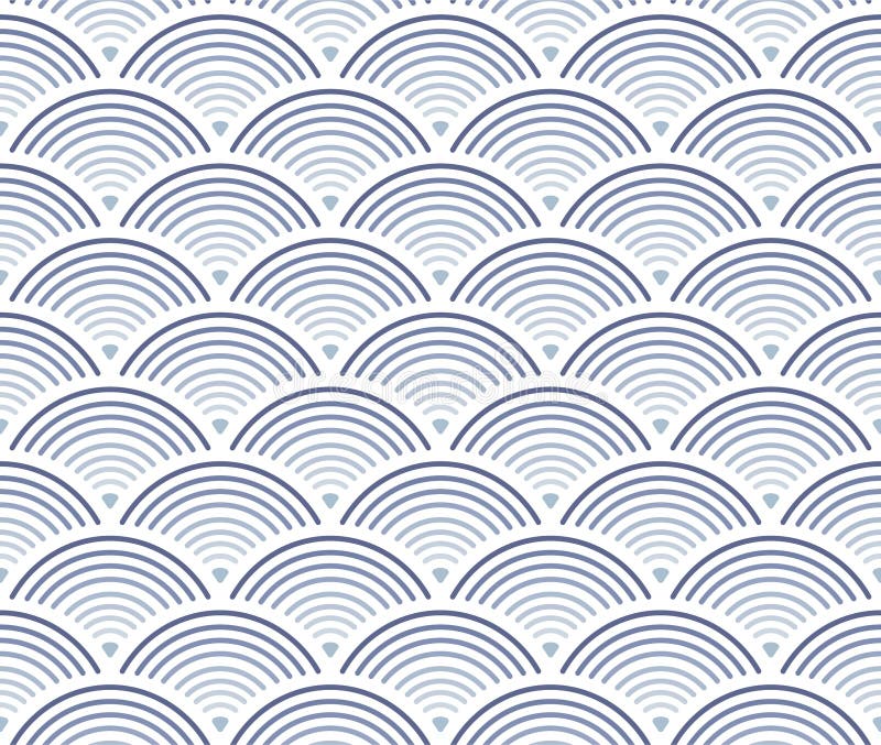 Japanese Circle Wave Line Vector Seamless Pattern