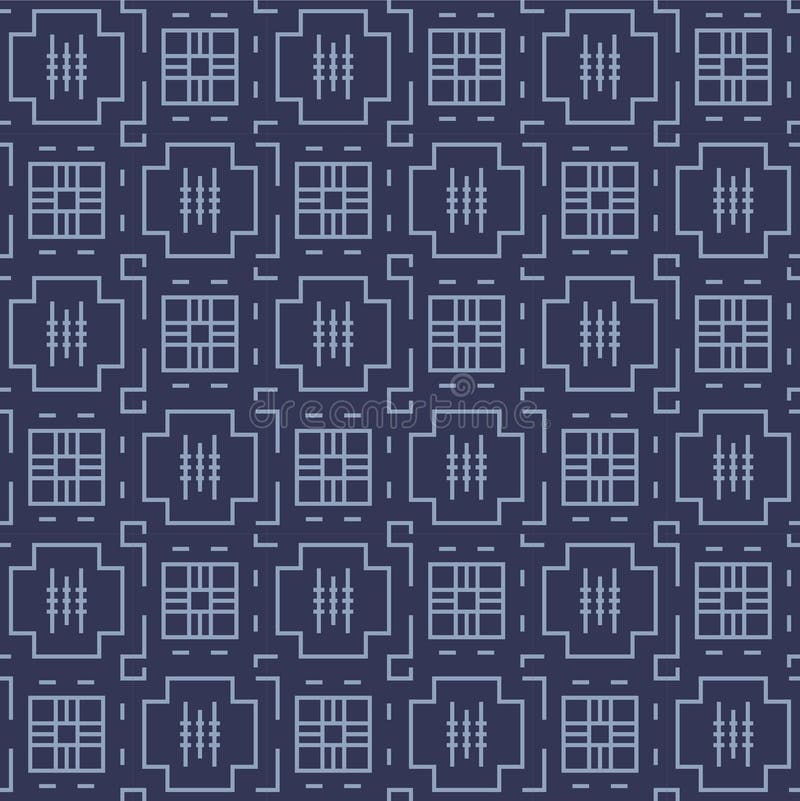 Japanese Cross Shape Line Mosaic Vector Seamless Pattern vector illustration