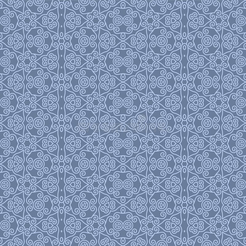 Japanese Curl Line Mosaic Vector Seamless Pattern stock illustration