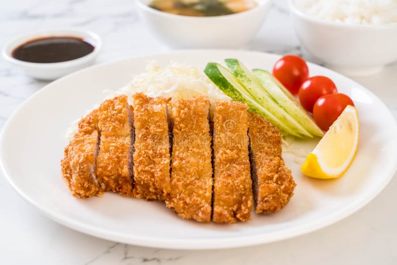 Japanese deep fried pork cutlet (tonkatsu set royalty free stock photo Japanese deep fried pork cutlet (tonkatsu set royalty free stock photo