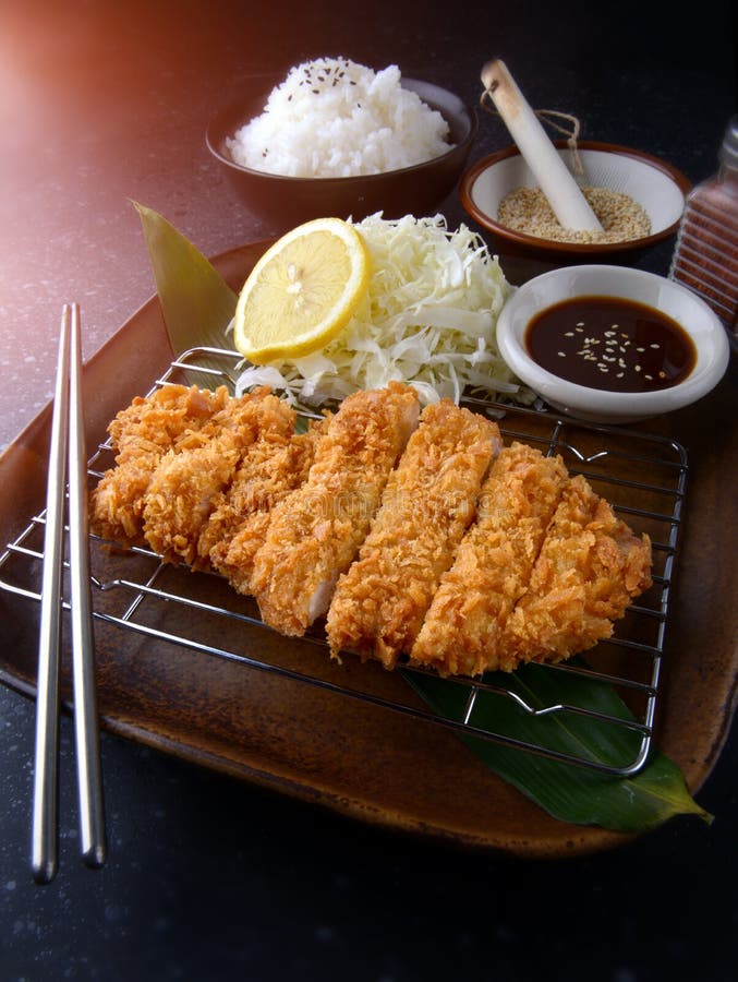Japanese Deep Fried Pork Set. Stock Photo Image of delicious