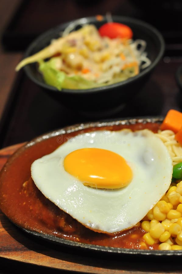 Japanese Demi Glace Sauce Hamberger with Fried Egg Stock Photo Image