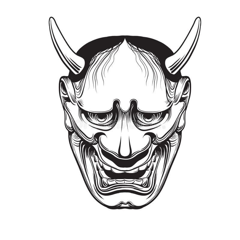 Japanese demon mask vector. Illustration of fantasy