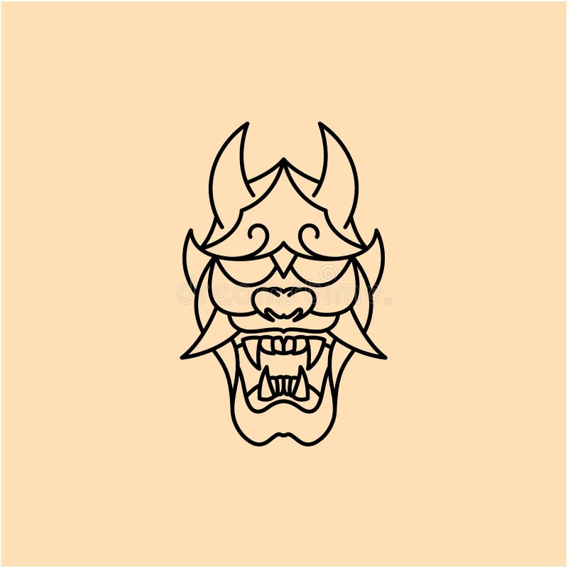 Japanese Demon Oni Mask Logo Design Stock Vector Illustration Of