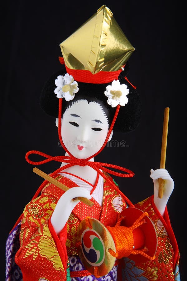 Japanese Doll in Kimono Half Portrait Stock Image Image of festival, golden 10499177