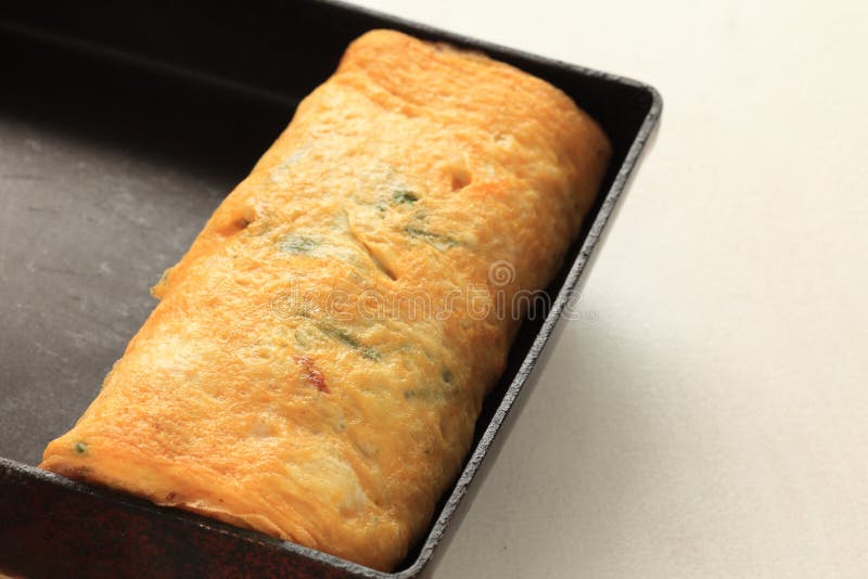 Japanese Egg Roll on Frying Pan Stock Photo Image of copy, indoor