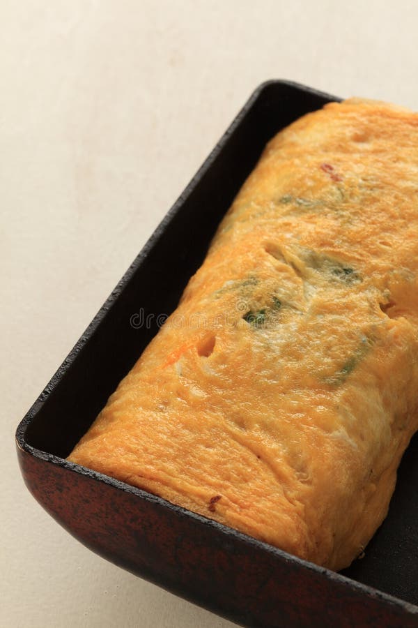 Japanese Egg Roll on Frying Pan Stock Image Image of studio, roll