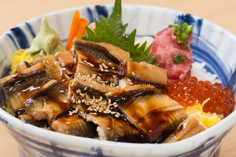 Japanese Fish Rice Bowl With Grilled Sea Eel Stock Image - Image: 39272843