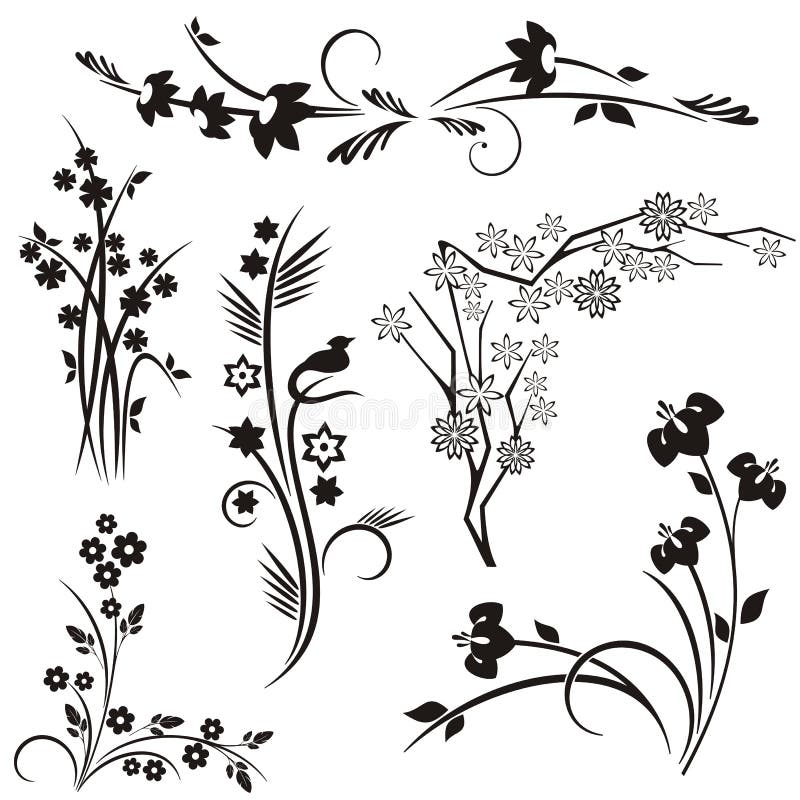 Japanese Floral Design Series Stock Vector Illustration of element