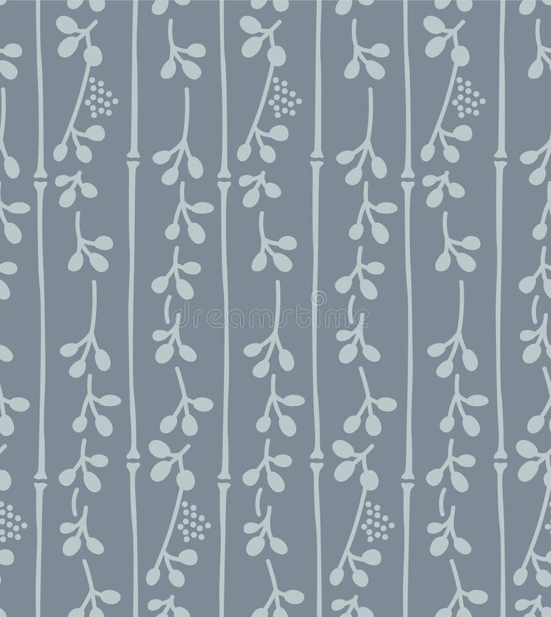 Japanese Flower Branch Swirl Line Vector Seamless Pattern royalty free illustration