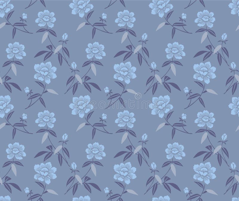 Japanese Flower Branch Vector Seamless Pattern royalty free illustration