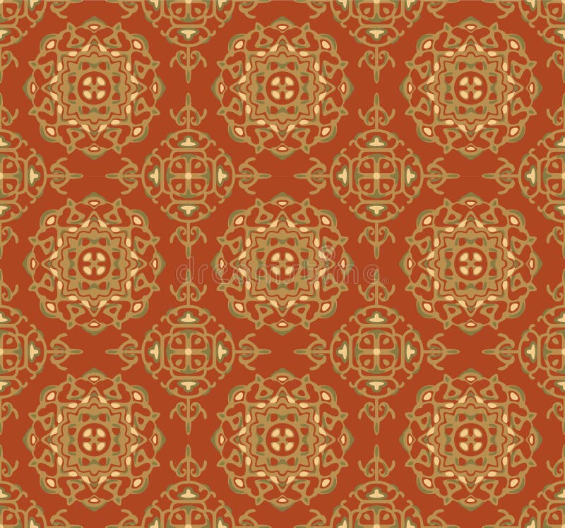 Japanese Flower Circle Vector Seamless Pattern royalty free illustration